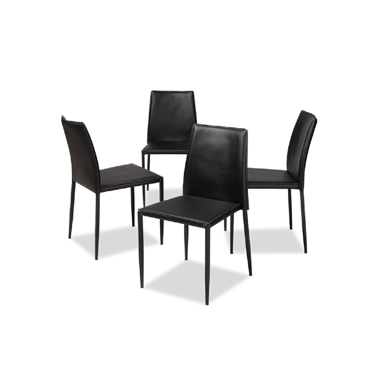 Wholesale Interiors Baxton Studio Pascha Modern and Contemporary Black Faux Leather Upholstered Dining Chair (Set of 4)